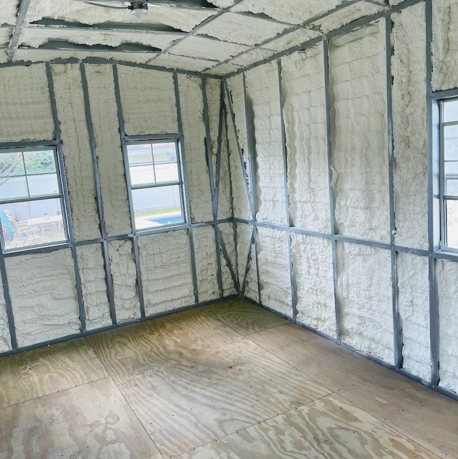 Closed-cell spray foam insulation applied to wall cavities in a residential project in Brecksville